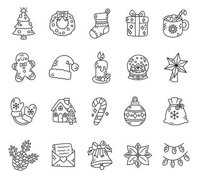Christmas holiday set featuring tree wreath Stock Illustration