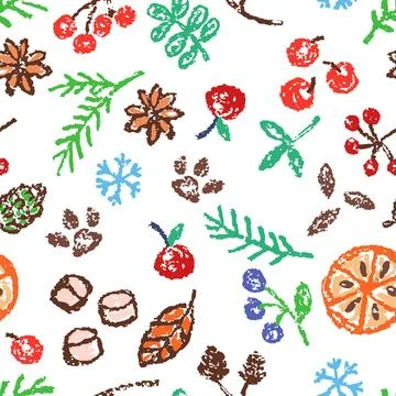 Christmas holiday spices seamless pattern background Stock Illustration