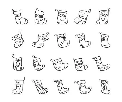 Christmas holiday stocking characters bundle Stock Illustration