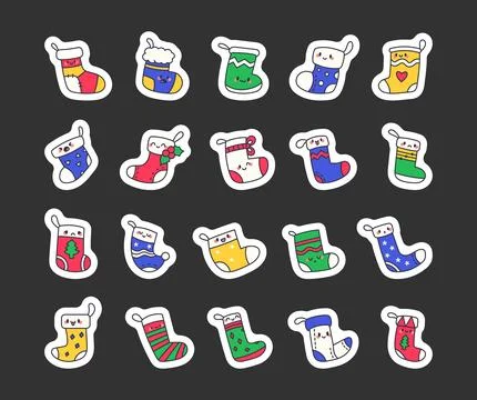 Christmas holiday stocking characters bundle イラスト素材