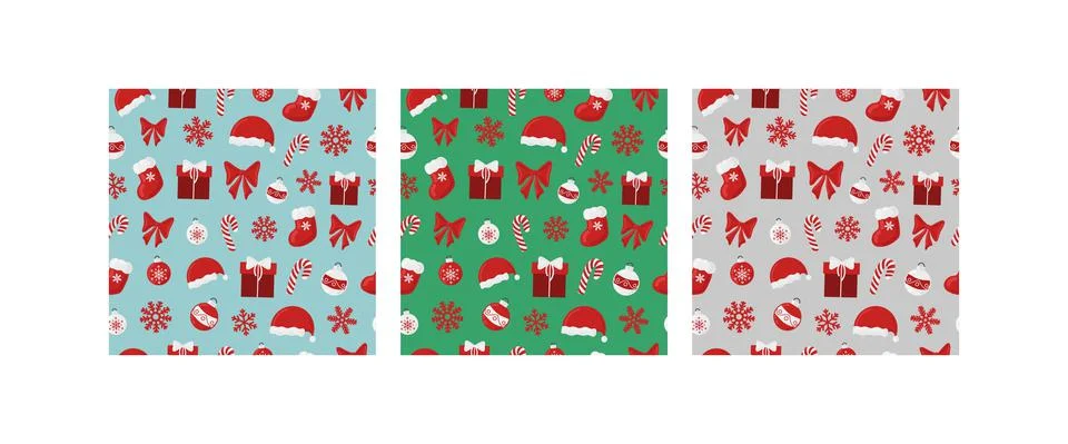 Christmas holiday vector seamless pattern colorful background collection Stock Illustration