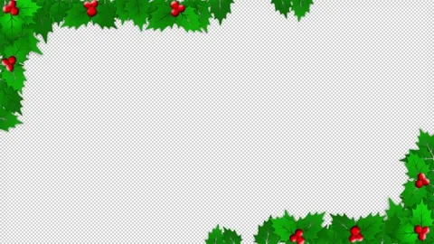 Christmas Holly Border in seamless loop with transparent background Stock Footage 294259650