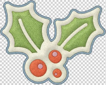 Christmas holly leaf element patchwork embroidery applique ornament design .. Illustration
