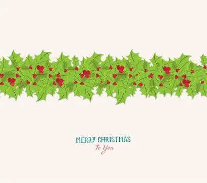 Christmas holly seamless pattern Stock Illustration