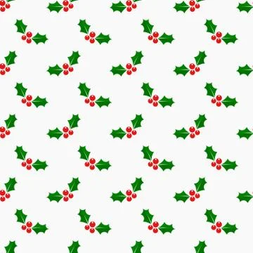 Christmas holly seamless pattern. Vector illustration Stock Illustration