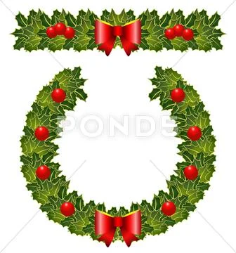 Christmas holly wreath Stock Illustration