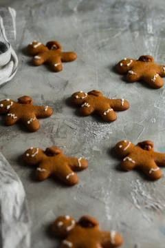 Christmas Homemade Gingerbread Man Cookies Stock Photos