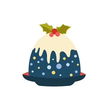Christmas Homemade Pudding simple vector icon Stock Illustration