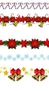 Christmas horizontal seamless set background Stock Illustration