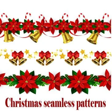 Christmas horizontal seamless set background 스톡 일러스트
