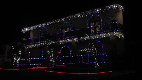 Christmas house lightsshow Stock Footage 202616316