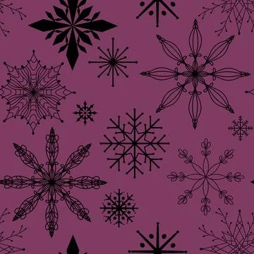 Christmas ice scribble seamless snowflakes pattern for wrapping paper Illustrazione stock