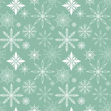 Christmas ice scribble seamless snowflakes pattern for wrapping paper Stock Illustration