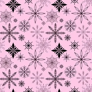 Christmas ice scribble seamless snowflakes pattern for wrapping paper 스톡 일러스트