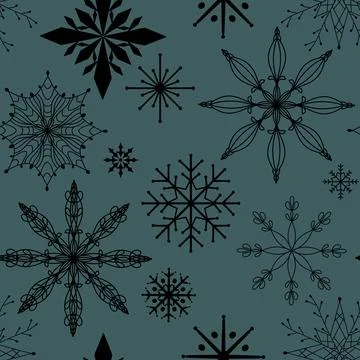 Christmas ice scribble seamless snowflakes pattern for wrapping paper Illustrazione stock