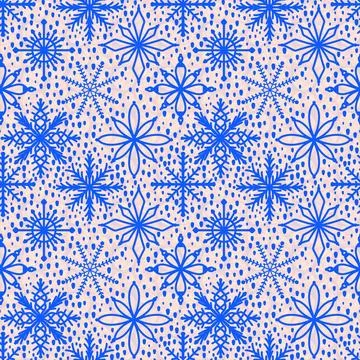 Christmas ice scribble seamless snowflakes pattern for wrapping paper and f.. 库存插图