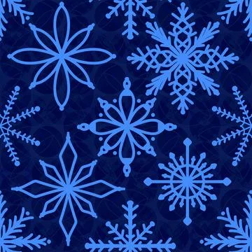 Christmas ice scribble seamless snowflakes pattern for wrapping paper and f.. Stock Illustration