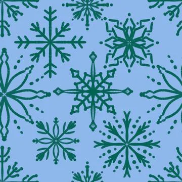 Christmas ice scribble seamless snowflakes pattern for wrapping paper and f.. Stock Illustration