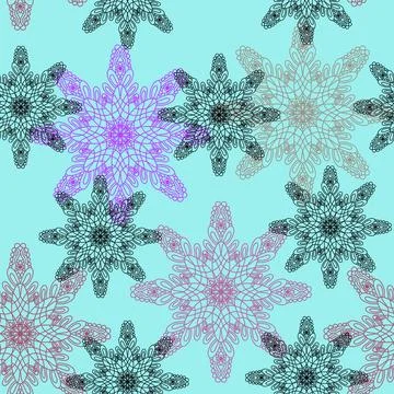Christmas ice scribble seamless snowflakes pattern for wrapping paper and f.. イラスト素材