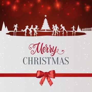Christmas Ice Skating Stock Illustration