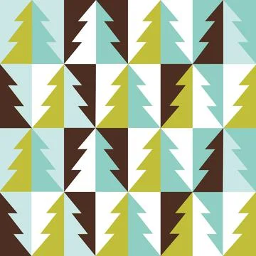 Christmas Icon Seamless Pattern with New Year Tree. Happy Winter Holiday Illustrazione stock