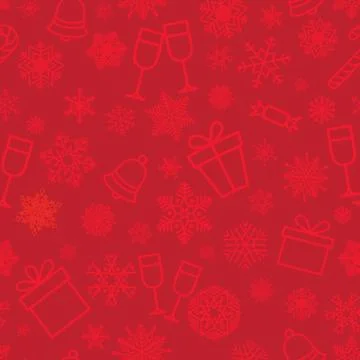 Christmas icon seamless pattern Winter Holiday snow background Stock Illustration