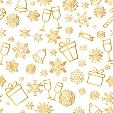 Christmas icon seamless pattern Winter Holiday snow background Stock Illustration
