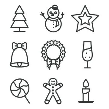 Christmas Icon set in Flat Design Style Stock Illustration