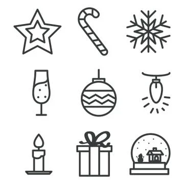 Christmas Icon set in Flat Design Style Stock Illustration