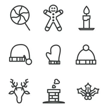 Christmas Icon set in Flat Design Style Stock Illustration