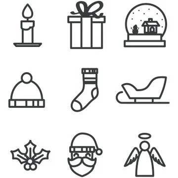 Christmas Icon set in Flat Design Style Stock Illustration