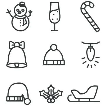 Christmas Icon set in Flat Design Style Stock Illustration