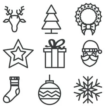 Christmas Icon set in Flat Design Style Stock Illustration