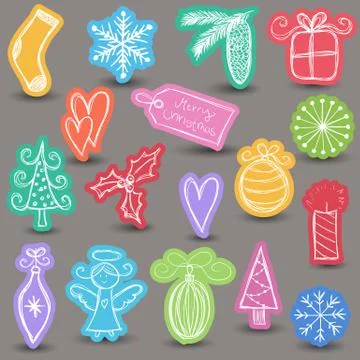 Christmas icons Illustrazione stock