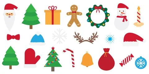 Christmas icons set, festive elements, creating a cheerful holiday mood. Ve.. Stock Illustration
