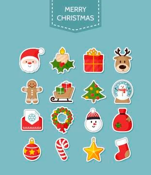 Christmas icons set. Holiday objects collection Stock Illustration