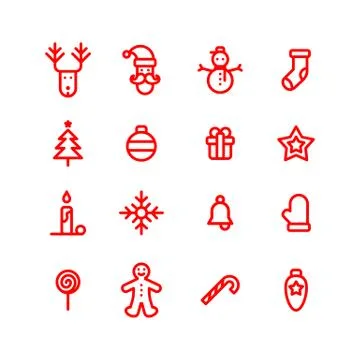 Christmas icons set simple flat style vector illustration Stock Illustration