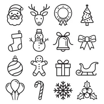 Christmas icons set. Vector illustrations. Stock Illustration