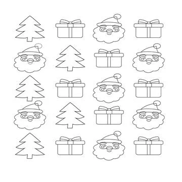 Christmas icons set. Vector illustrations. Illustrazione stock