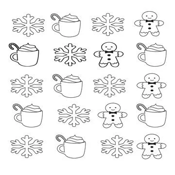 Christmas icons set. Vector illustrations. Illustrazione stock
