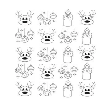 Christmas icons set. Vector illustrations. Illustrazione stock