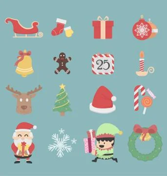 Christmas icons vector Stock Illustration