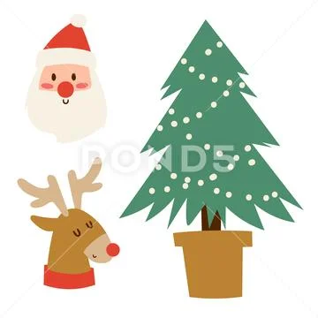 Christmas icons vector symbols for greeting card winter new year celebration Stock Illustration