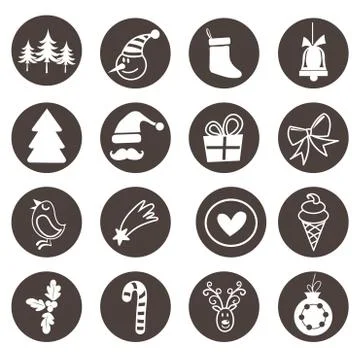 Christmas Icons with White Background Illustration