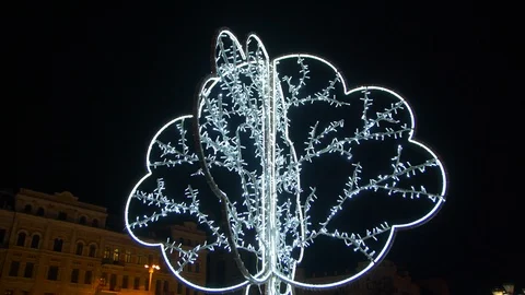 Christmas Illumination Tree Stock Footage 100602422