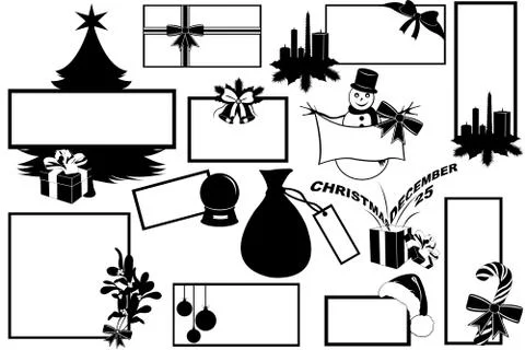 Christmas illustration with different frames Stock Illustration
