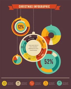 Christmas infographic set with data elements Stock Illustration