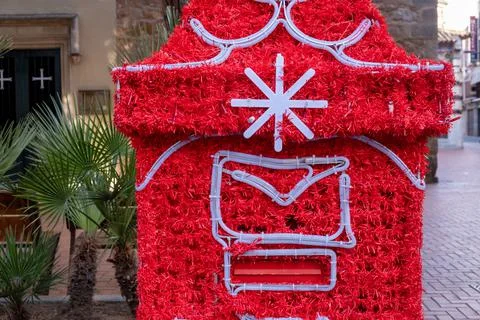 Christmas installation in form of mailbox to Magic Kings in translation Stock Photos
