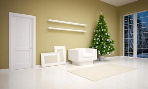 Christmas  interior Stock Illustration