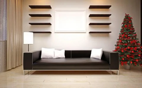 Christmas interior Stock Illustration